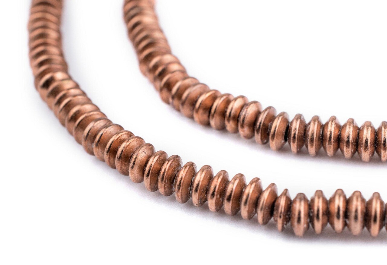 The Bead Chest Copper 5mm Saucer Beads, Full Strand of Quality Metal Spacers for DIY Jewelry Design